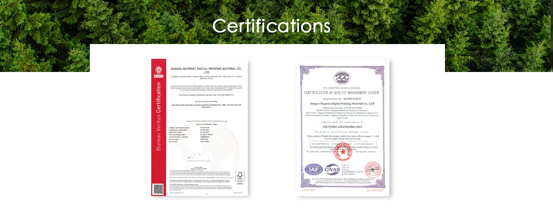 FSC & ISO Certifications